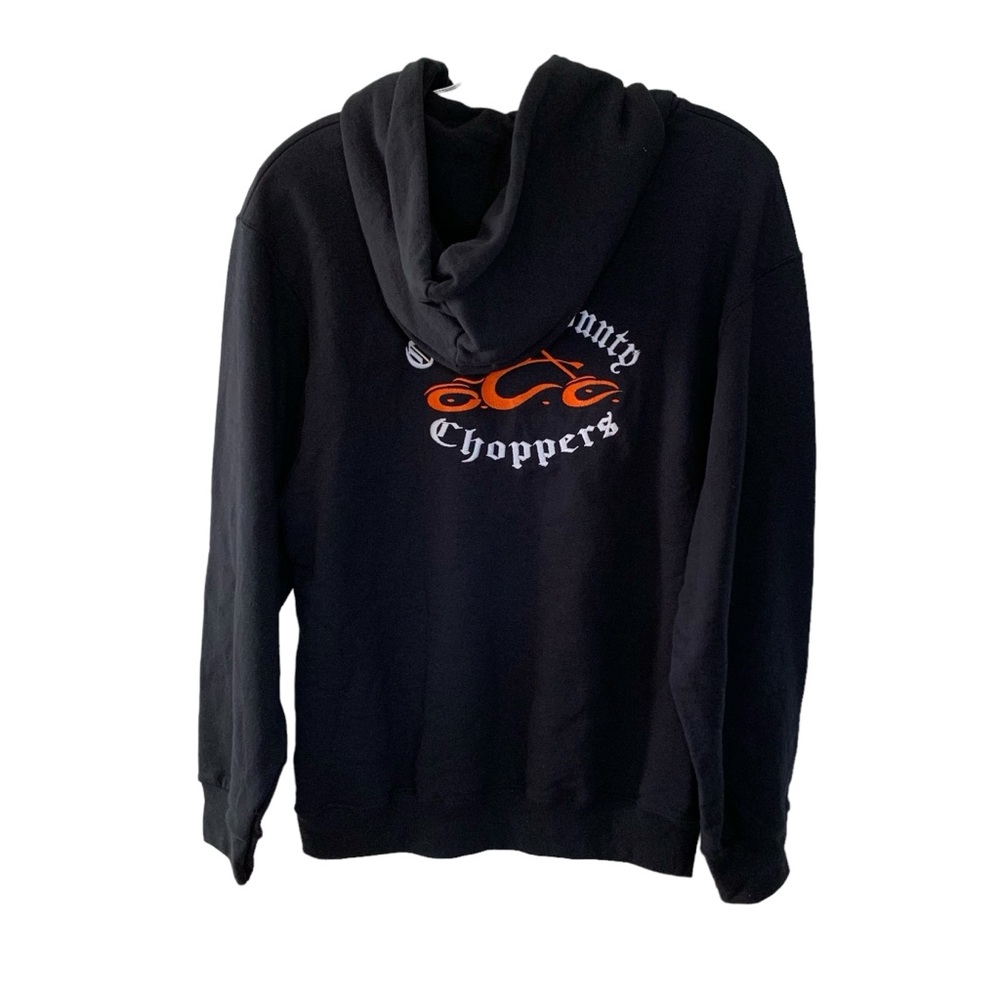2000s Orange County Choppers Black & Orange 2 Sided Graphic Faded Hoodie NWOT - Picture 6 of 14